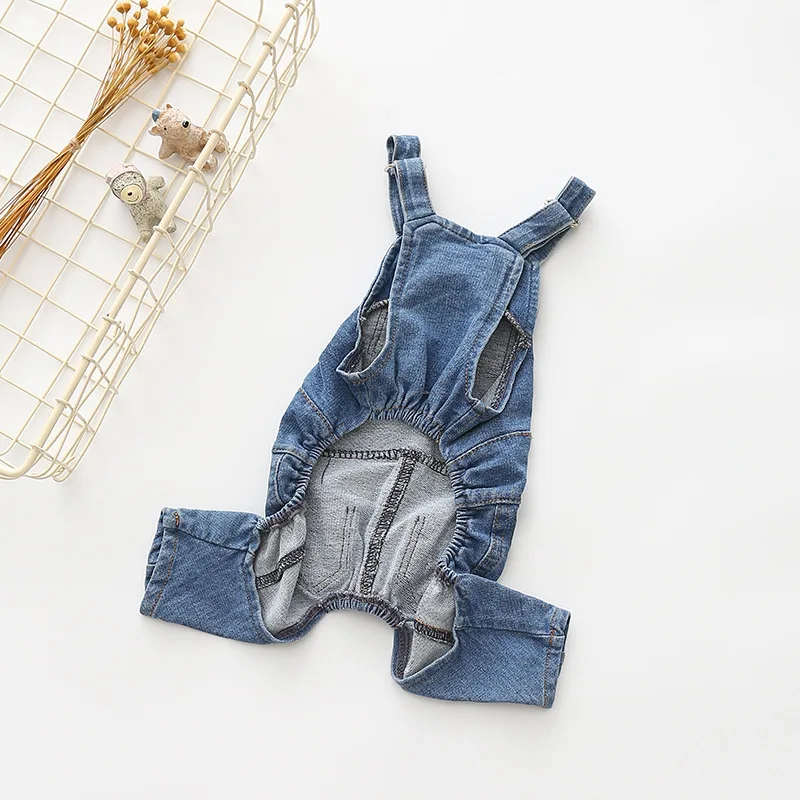 Fashion Pet Jean Overalls for Dogs Soft Denim French Bulldog Apparel Puppy Costumes for Small Medium Dogs Jeans Shirt Pant Sets