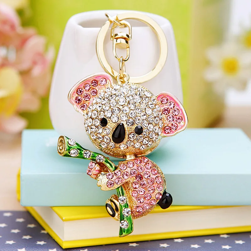 Strass lucidi adorabile portachiavi Koala gioielli di moda regalo per le donne portafoglio per bambini borsa appesa portachiavi decorativo animale