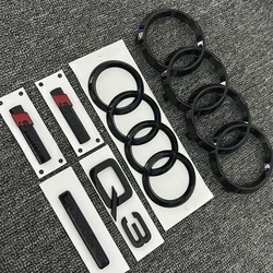 AUDI Q3 2013-2022 4Ring logo ABS Black Car Hood Front Grill Emblem Rear Trunk Badge Sticker Q3 Sticker Quarrto Sline Emblem