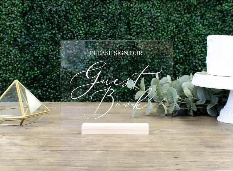 

Guest Book Table Sign Acrylic Wedding Sign Call igraphy Clear Wedding Table Decor Sign In Guestbook Sign Photobook