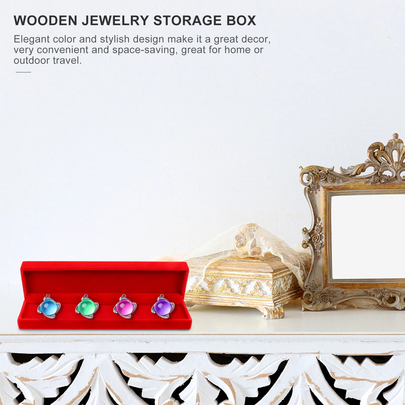 2Pcs Wooden Jewelry Box Retro Hollow Frame Design Necklace Case Elegant Storage for Home Travel Jewelry Shop Necklace Box
