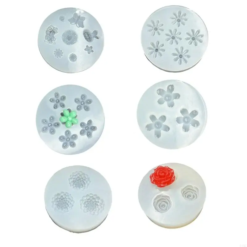 

R3MC 6 Pcs Silicone Craft Molds Rose Blossom Pinecone Daisies Floral Patterns For Baking Soap Chocolate Decoration Flexible