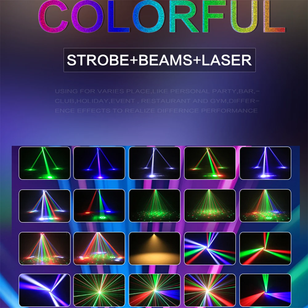 أضواء حفلات الديسكو مع التحكم الصوتي DJ جهاز عرض ليزر داخلي DMX الإضاءة نادي الرقص الديناميكي والعطلات 2025 الأحدث #3