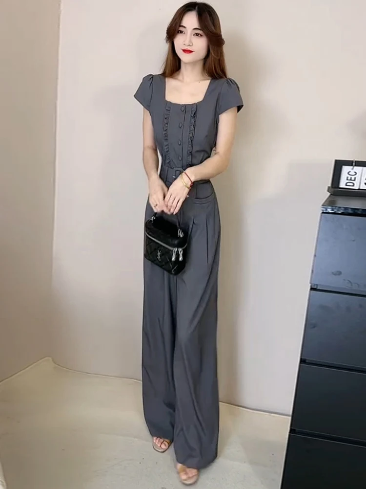 Pantalones de cintura alta inspirados en Ele Commute para mujer, novedad de verano, ropa de trabajo Retro Faion con sensación avanzada Sle