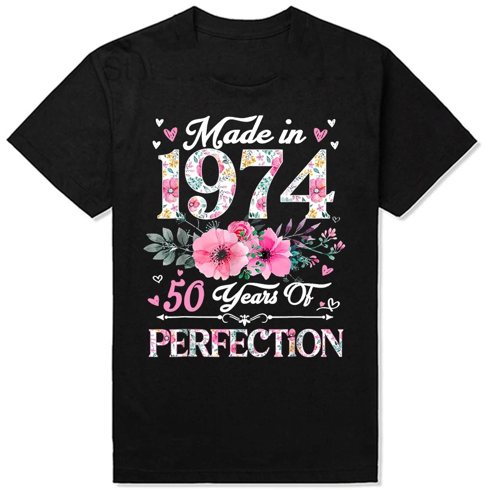 Made In 1974 Limited Edition 50 Years Of Being Awesome Tee Tops Round Neck Short-Sleeve Fashion Tshirt Clothing T-shirts 50733