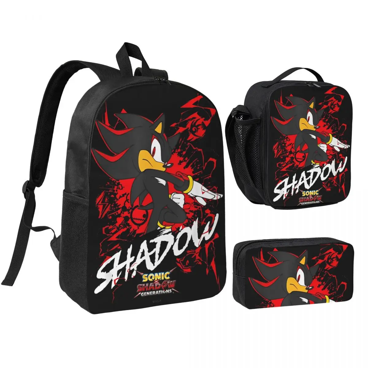 

Рюкзак Shadow Generations Shadow 3pecs/set для мальчиков и девочек, холщовые сумки для ноутбука, компьютера, сумка для обеда, пенал