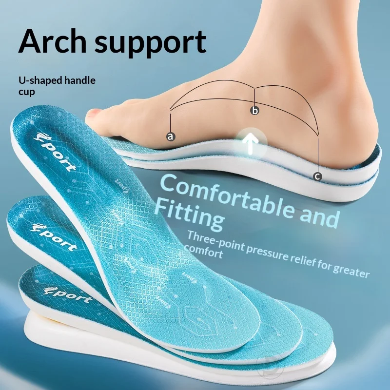 Unisex Air Cushion Sports Insoles Thick Shock Absorb Sweat Wicking Deodorant Insoles Long Standing Use Wholesale