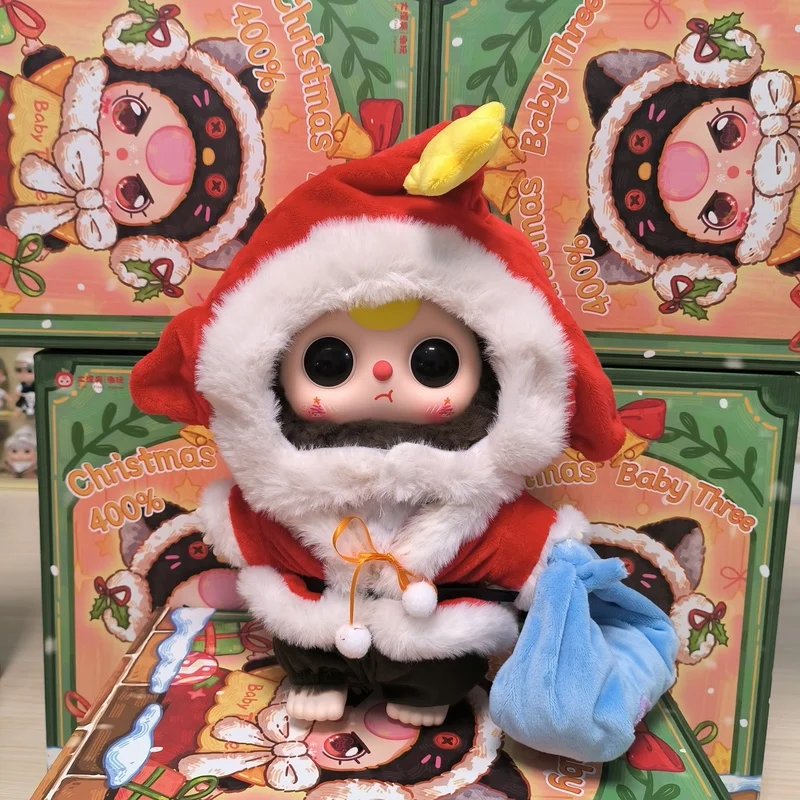 Original en Stock 400% bebé tres serie navideña caja ciega de vinilo de gran tamaño juguete artístico muñeca adorno de escritorio juguetes de Navidad regalos