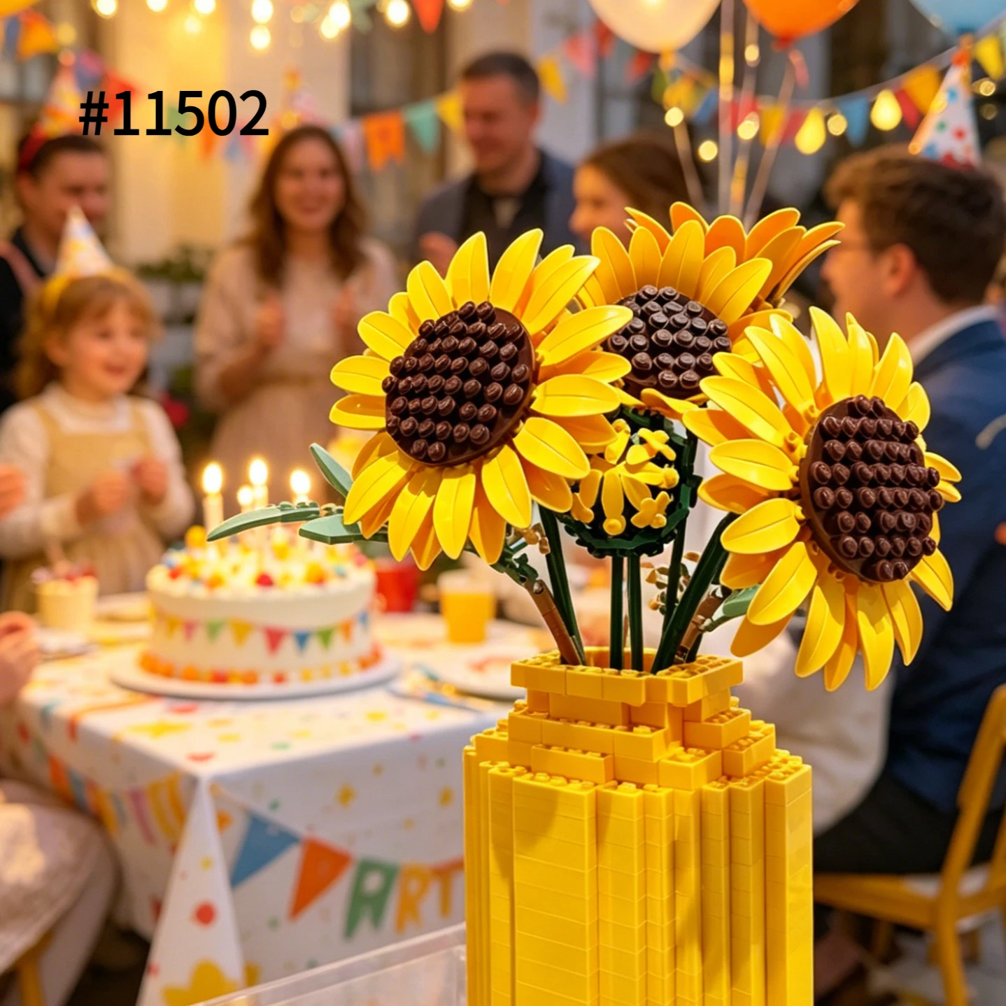 Blocs de construction en forme de bouquet de tournesols, compatibles avec Legoed 11502, modèle de fleurs artificielles, décoration de la maison, plante de bureau, cadeaux à assembler