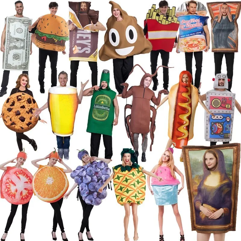 

Костюм для Хэллоуина и Дня Святого Валентина: Забавная кукла-фрукт (банан, пиво, хот-дог, арбуз, бургер) из полиэстера
