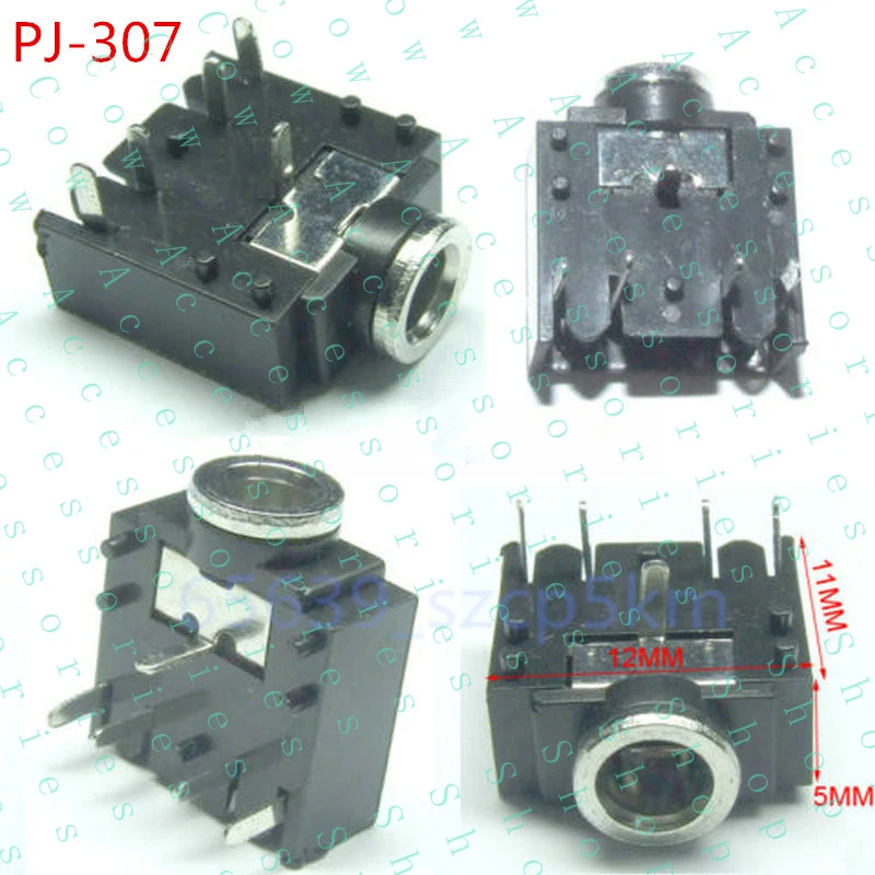 

PP+ 20Pcs 3.5mm Female Audio Connector 5 Pin DIP Stereo Headphone Jack PJ-307
