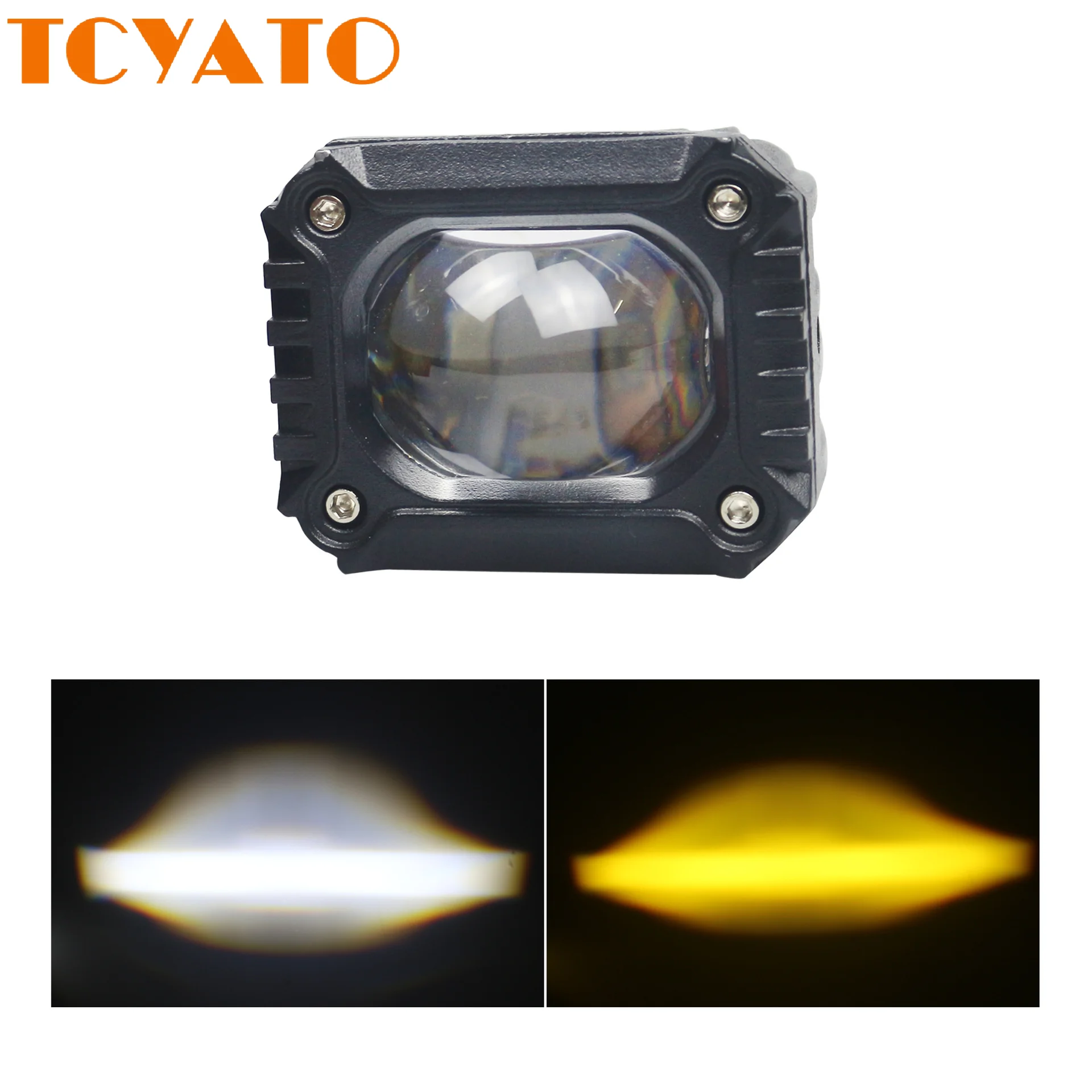 

TCYATO Automobile Future Eye Yellow and White dual-color lens truck strong auxiliary street lamp external modification lamp