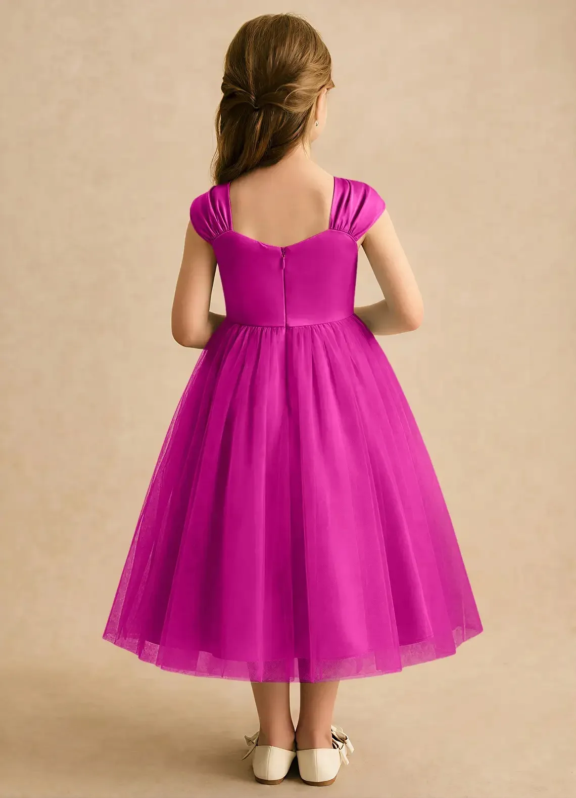 Cswdocy Sparkling Girls Bridesmaid Dress Beaded Satin Bodice Tulle Skirt Flower Girl Dress For Pageant Formal Party Birthday