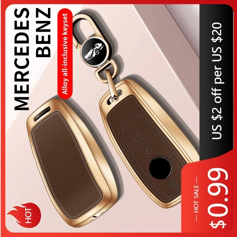 

For MERCEDES-BENZ Hub Caps Suitable for Mercedes-Benz A-class B-class C-class E-class GLC car key cover E300 C200 high-end alloy