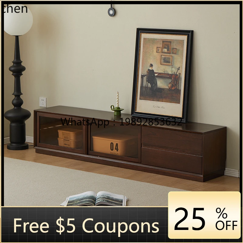 

coffee table TV cabinet all solid wood floor log floor cabinet free installation