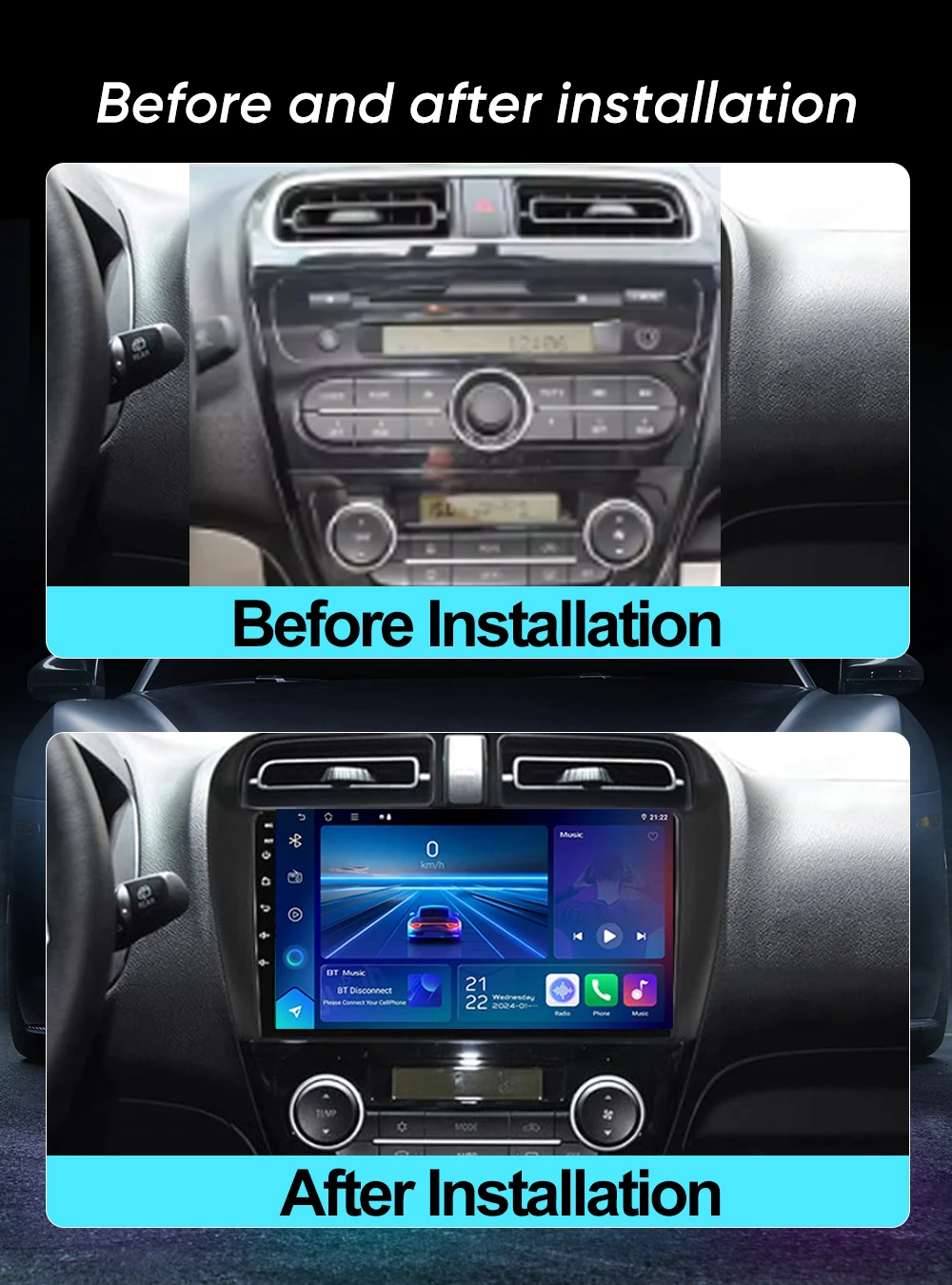 Car Radio For Mitsubishi Mirage 6 Attrage 2012 2013 2014 2015 2016 2018 Carplay Android Auto GPS Navigation Multimedia No 2din