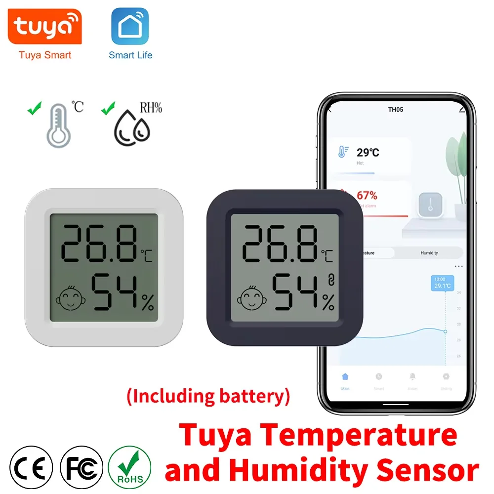 Tuya Mini Thermometer Hygrometer Temperature and Humidity Sensor Digital  Bluetooth-Compatible