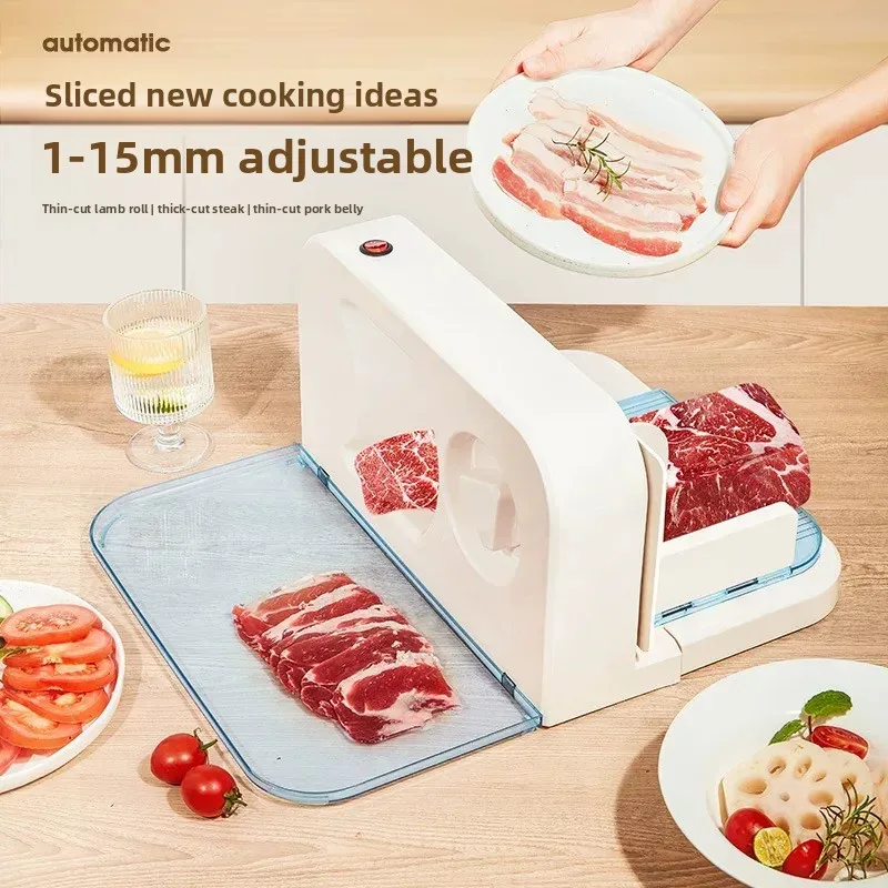 110V Electric Meat Slicer - Small Frozen Beef & Lamb Roll Shaver for Home Kitchen