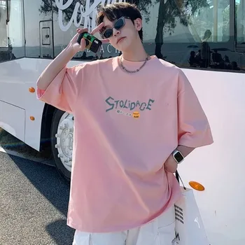 8XL Men Oversize Korean Fashion Loose American Love Puppet Rabbit Print Short Sleeve Round Neck Versatile Trend Couple outfit 3