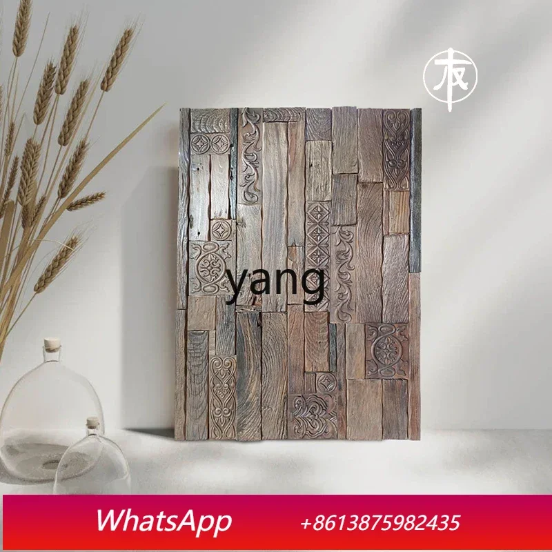 CX  solid wood retro three-dimensional carved weathering decorative painting new Chinese tea room restaurant club