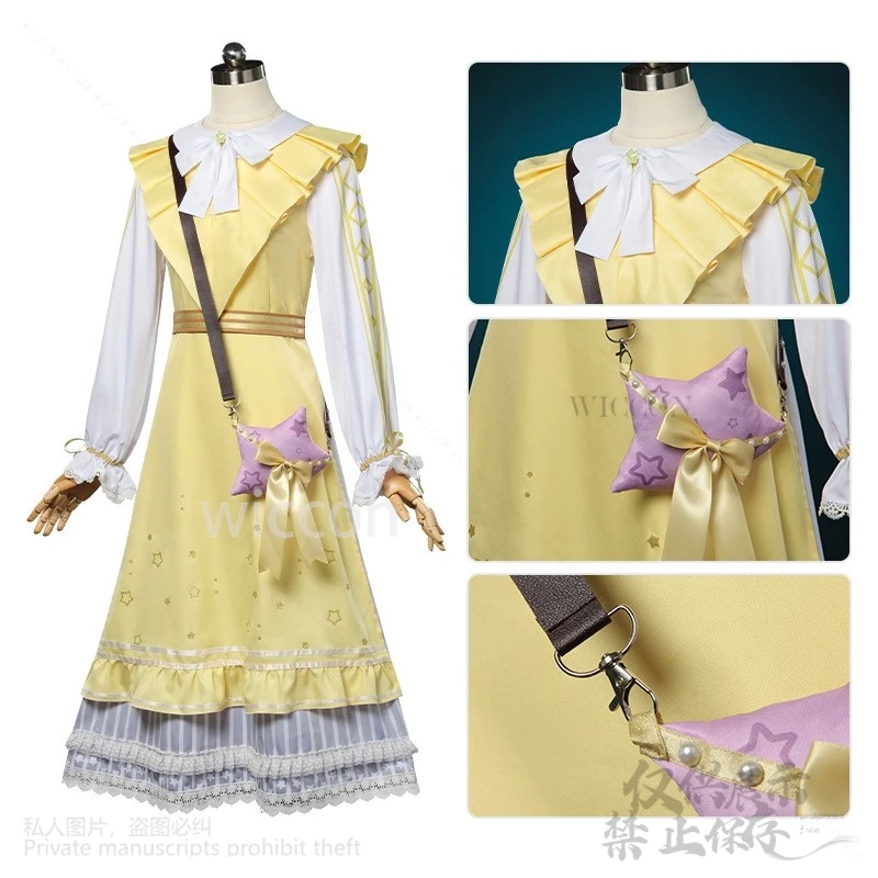 Anime Game Identity V Cosplay Anne Lester Toy Merchant Costume Shimmer Wig Yellow Dress Lolita Girls Halloween Suit Customized