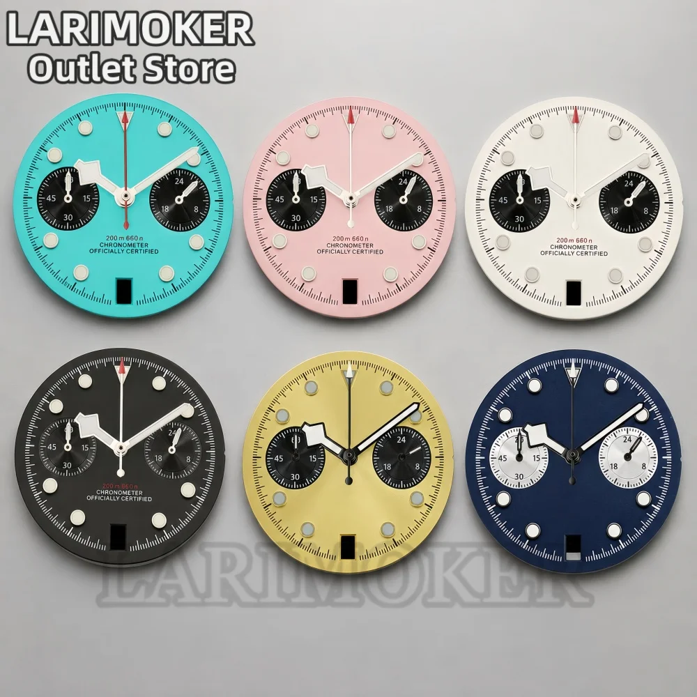LARIMOKER 30mm VK64 Dial Hands Dial Black Blue Pink White Green Dial Fit VK64 Quartz Movement Watch 6 O 'Clock Date Window