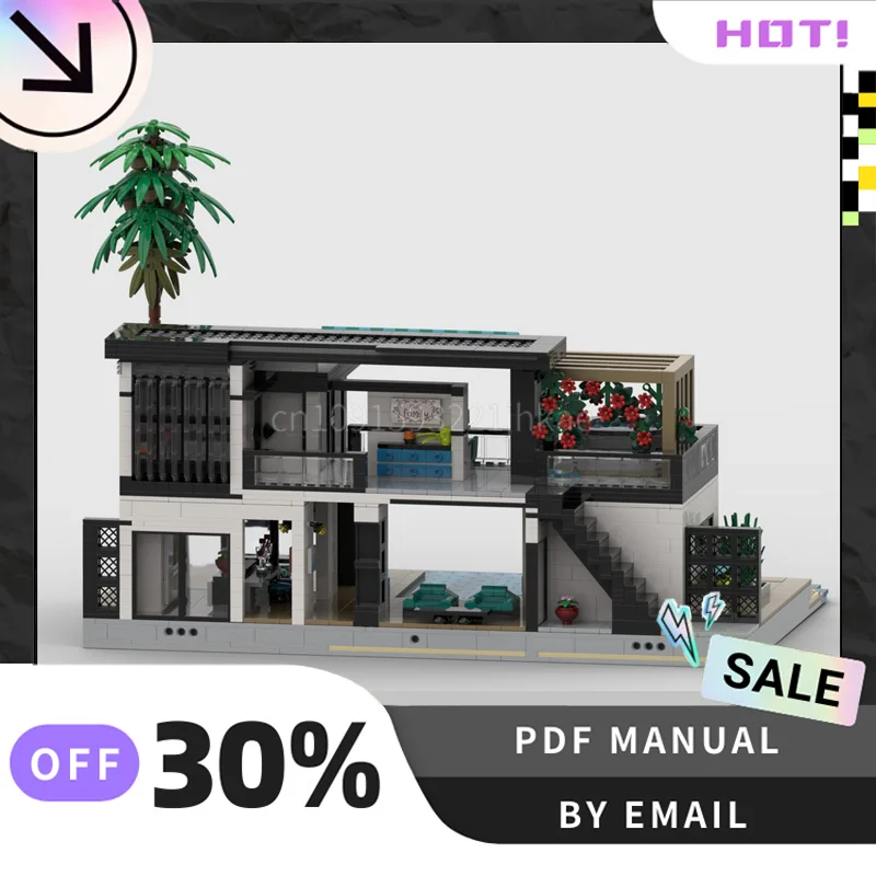 [2674PCS] Customized MOC Caribbean Beach Villa Creative Building Blocks Set STEM Toys DIY Construction Model Kit Birthday Gifts