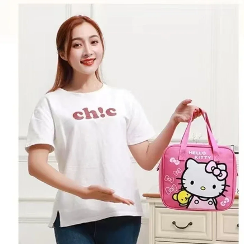 2023 Sanrio Hello Kitty Lunch Bag bambini Picnic grande capacità Kawaii Thermal posate Storage sacchetto cosmetico ragazze studente regalo