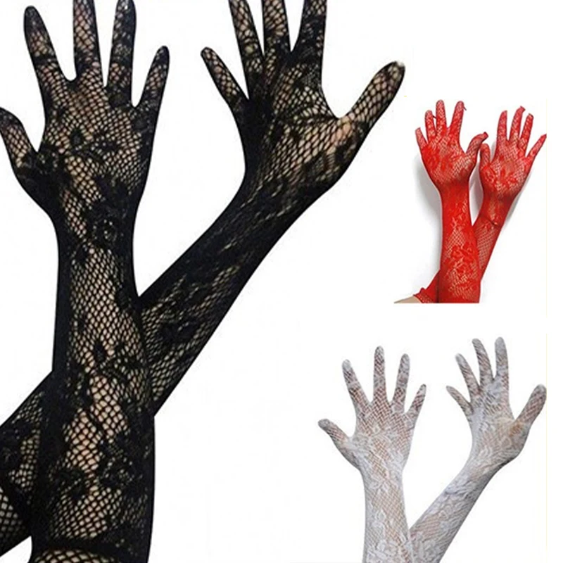 

Women's Fashionable New Sexy Transparent Lace Super Elastic Bridal Gloves