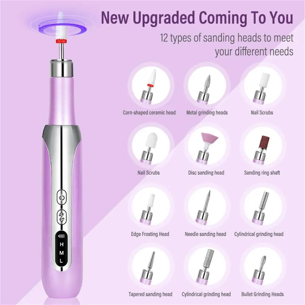 New Electric Nail Drill – Rechargeable, Portable Nail Polisher with Large Screen Display, for Nail Shaping, Buffing & Smoothing