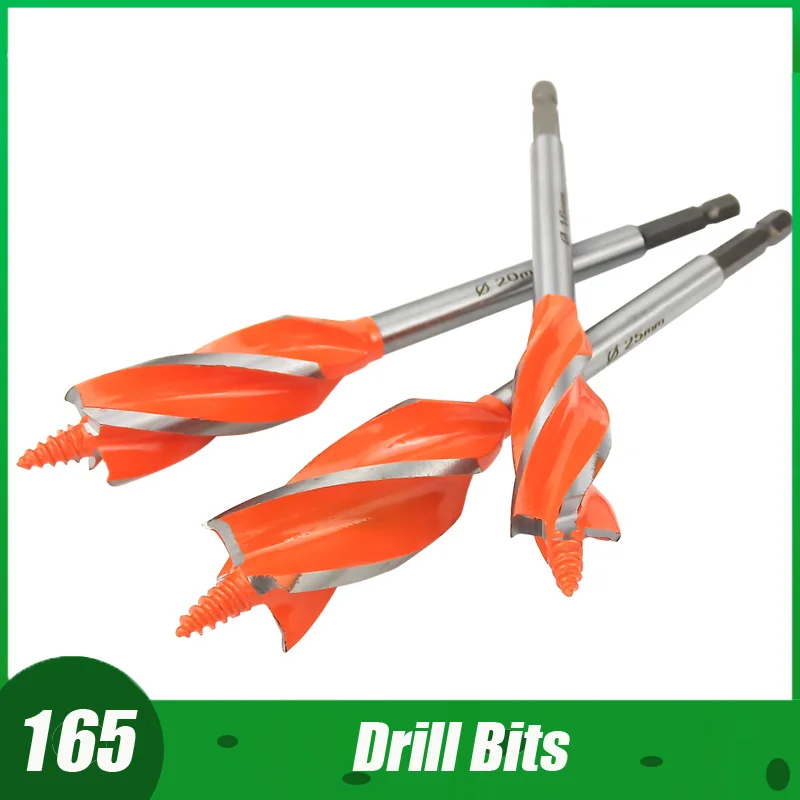 

Meikela 10-40mm Hex Shank High Speed Steel Auger Drill Bits, 165mm Four-Slot Woodworking Tools Hole Opener Cutter