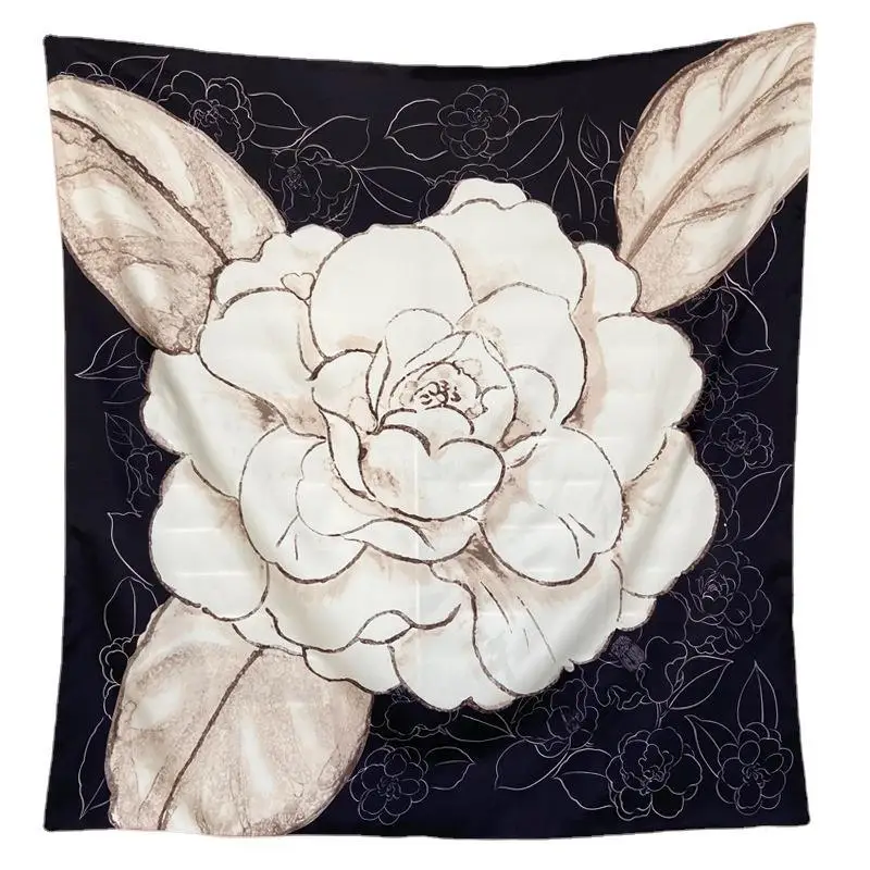 100% Mulberry Silk Scarf Women Camellia Twill Silk Sandwash Large Square Scarf Shawl Elegant Comfortable Skin Friendly Fashion
