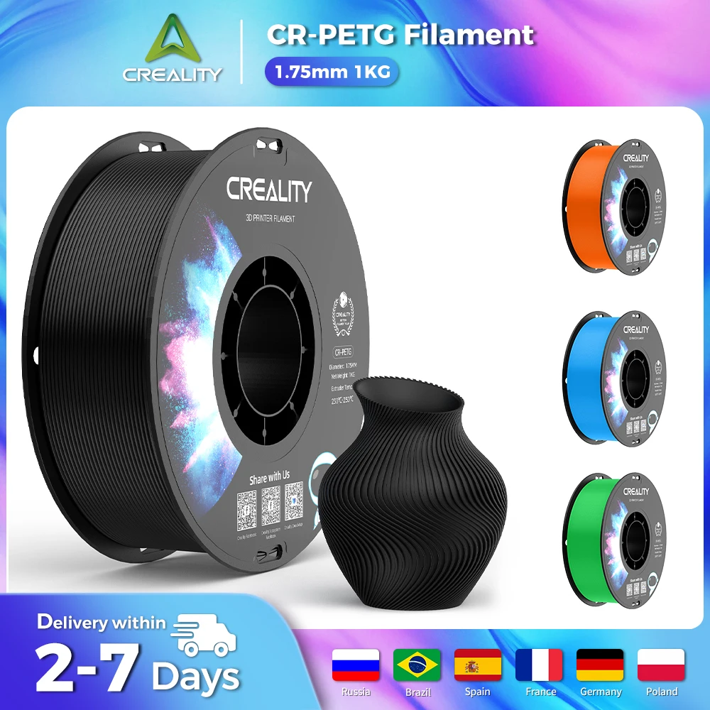 Filamento Creality CR-PETG 1kg 1,75mm Filamento de impressora 3D Materiais de impressão 3D compatíveis com todas as impressoras Creality FDM