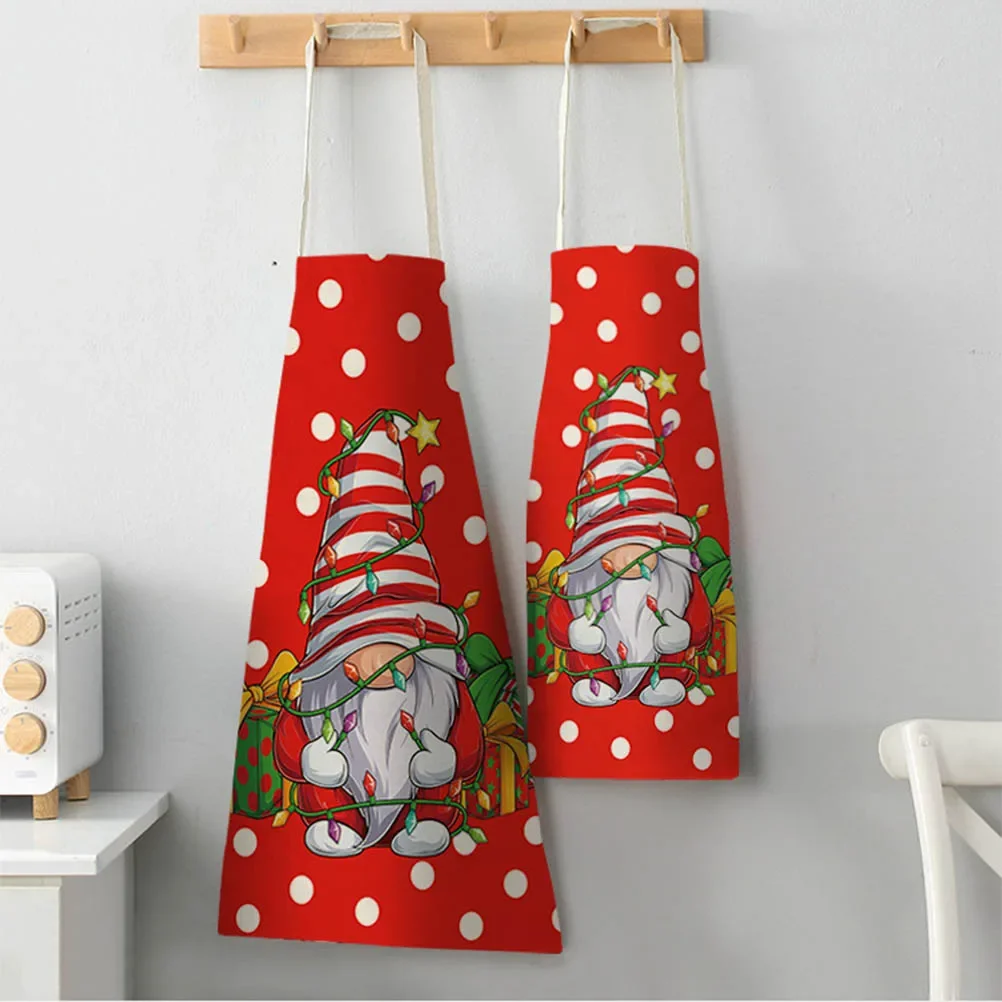 Merry Christmas Kitchen Women Apron Household Cleaning Santa Claus Cotton Linen Pinafore Home Cooking Baking Adult BIb