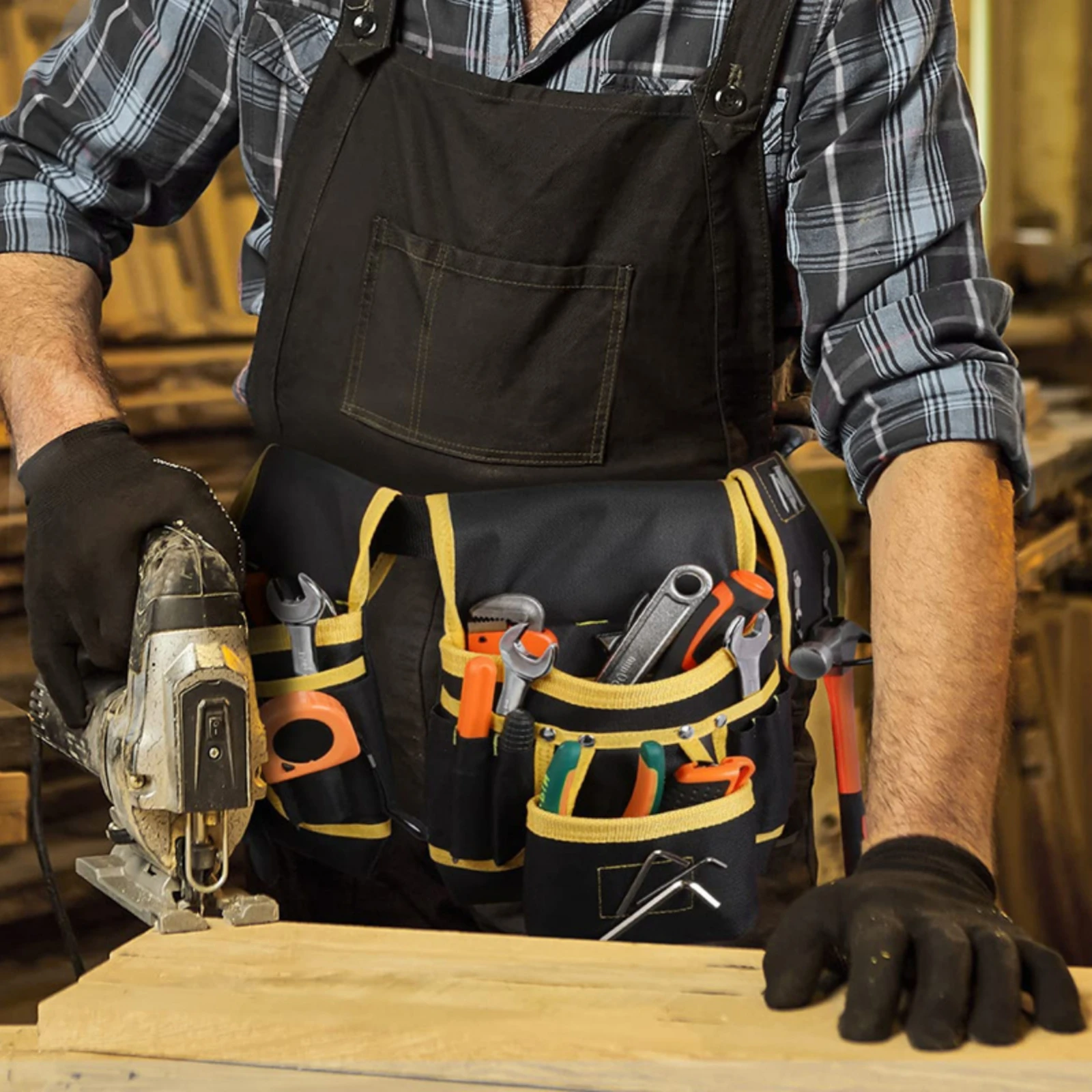 Multifunctional Tool Belt Reinforced Tool Belt with Detachable Pouches Long-Lasting Lightweight for DIY Enthusiasts, Workshop