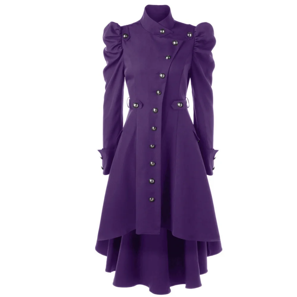 Manteau gothique de style britannique pour femmes, robe à col montant irrégulier, vêtements