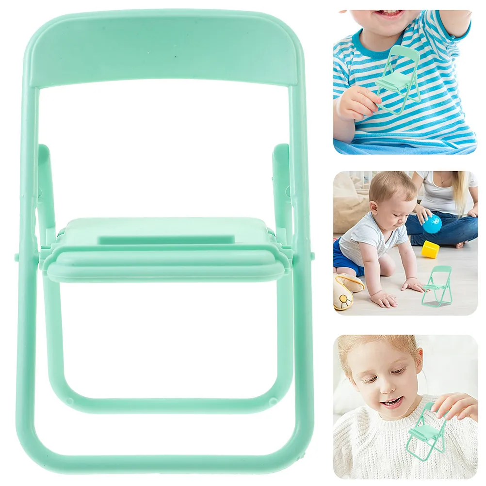 2Pcs Mini Folding Chair Lightweight Sturdy Plastic Small House Furniture Decoration Accessories Mini Chair Model