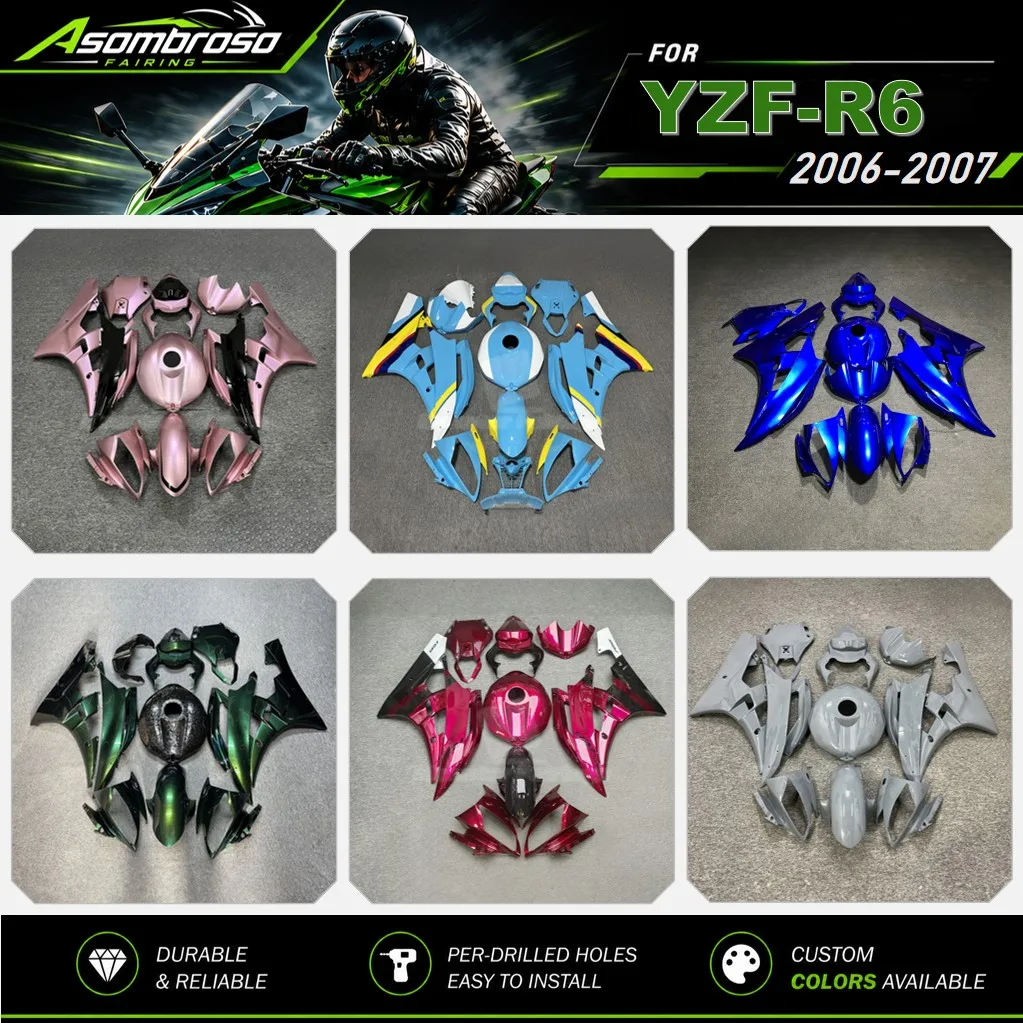 Injection Molded Fairing Kit For Yamaha YZF R6 2006-2007 ABS Motorbike Body Work Plastics Kit
