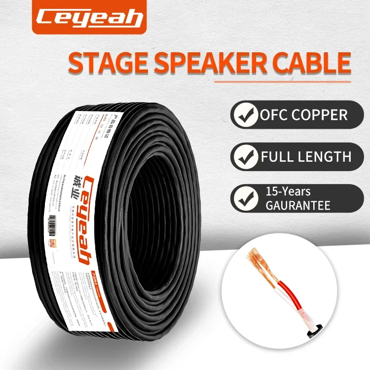 Kabel Audio kualitas tinggi kebisingan rendah 2x2.5 kabel kawat Speaker keras Hifi konser musik hitam 100M kabel kawat Speaker panggung profesional