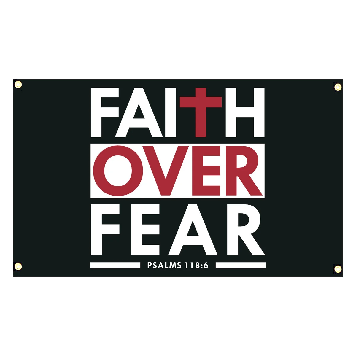 

1pc Vivid Color Christian Flag, Faith Over Fear Bible Scripture Verse, Double Stitched, 4 Brass Grommets, 3x5ft Polyester Banner