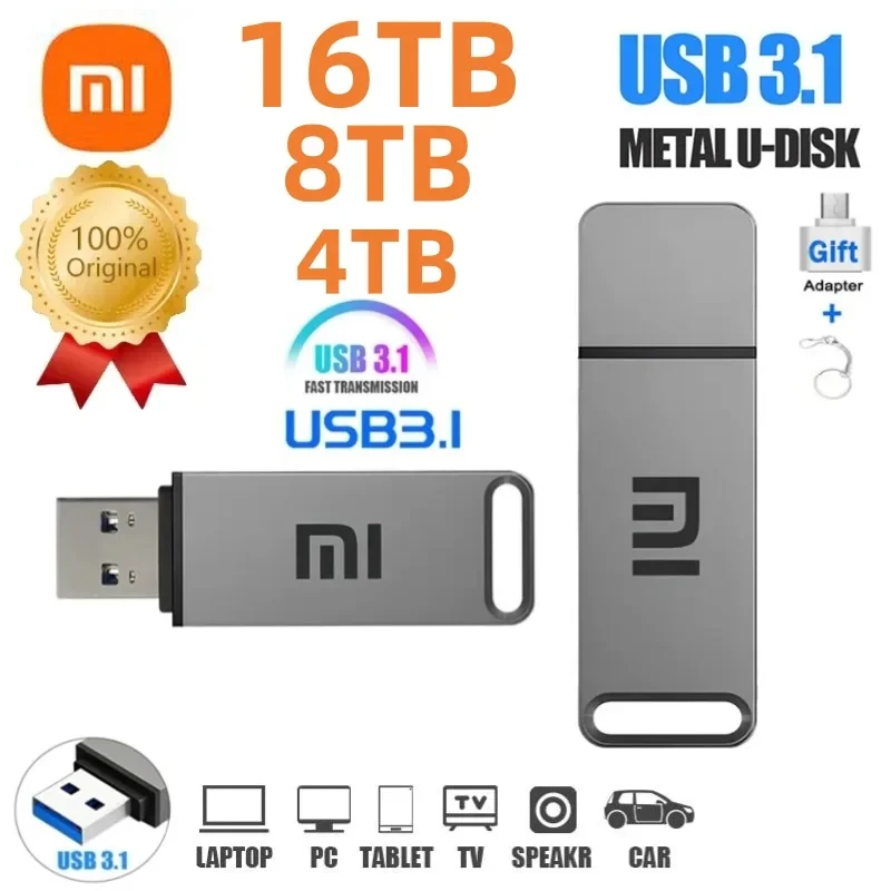 Xiaomi Originele Pen Drive 16Tb Usb 3.1 Flash Drive High-Speed Pen Drive Type-C Metaal Usb Geheugen Voor Computer Opslagapparaten