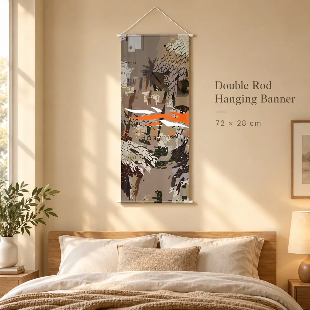 1PC Custom Double Rod Hanging Flag Personalized Polyester Vertical Banner 72x28cm Company Event Home Party Grand Opening Display