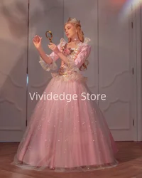 Fantasy Pink Prom Dresses 3D Flower Anneliese Princess Fairytale Tutu Victorian Evening Gowns evening dresses woman elegant