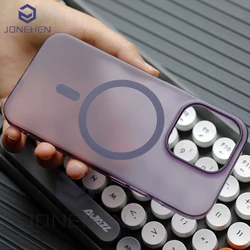 Luxury Light Slim Matte Clear For Magsafe Magnetic Case For iPhone 15 14 13 12 16 17 Pro Max Translucent Wireless Charge Cover