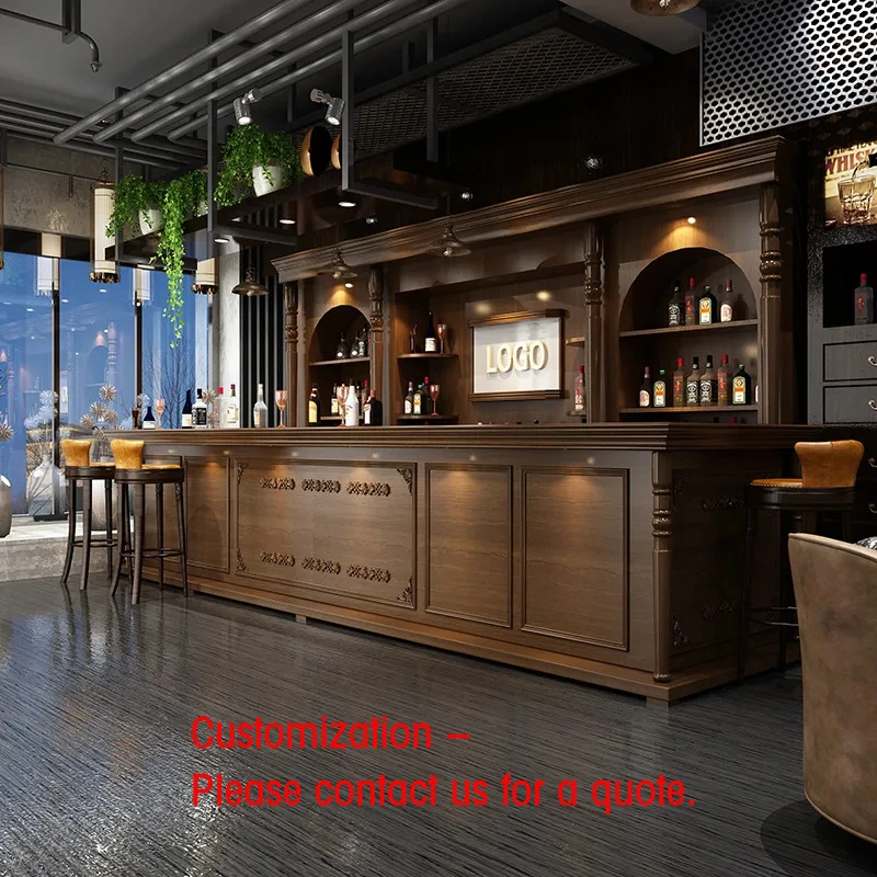 custom.European Style Retro bar Coffee Shop Restaurant Corner bar Counter Cashier Counter Front Desk Milk Tea