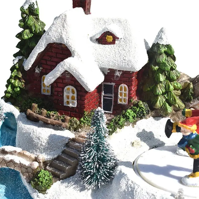 【HOT N07R】 Christmas Glowing Christmas Houses Village Christmas Decorations Snow House with LED Lights for Home Decor B