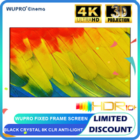 Wupro 2025 Black Crystal ALR Projector Screen Fixed Frame ALR 3D Ambient Light Rehection Screen 8K CLR 1CM Bezel For Projection