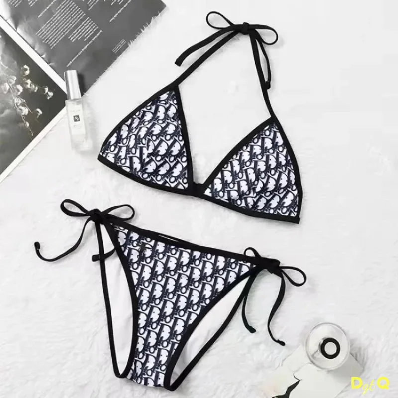 Costume da bagno bikini a vita bassa moda sexy Costumi da bagno separati da donna Controlli Set bikini stile a tre punti con croce a triangolo con scollo a V profondo