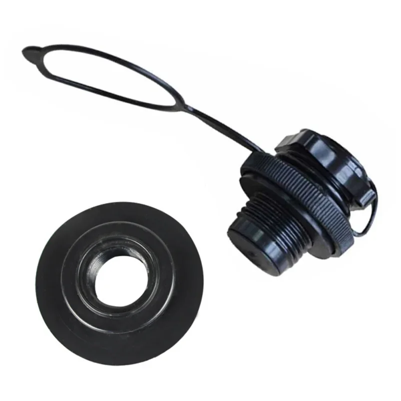 Inflatable Boat Mattress Threaded Air Valve Connector Cover + Base Black PVC for Boston valve Inflatable Boats