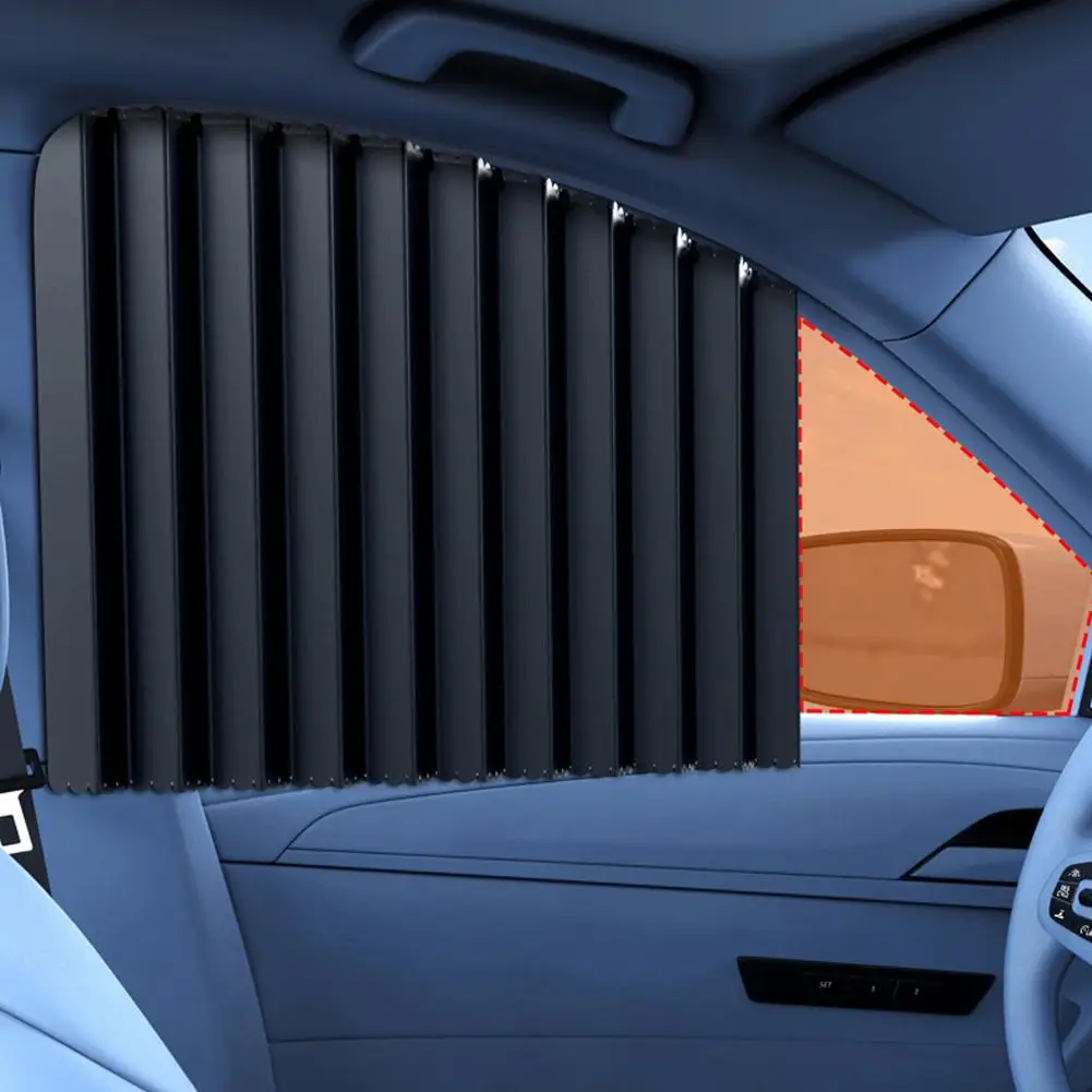 2/4 Stück Auto-Sonnenschutz Seitenfenster-Vorhang Faltbarer UV-Schutz Zubehör Schwarzer Reiner Stoff Auto-Accessoires – Detail 9